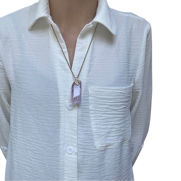 Avon & Amethyst Gold Tone Necklace Leaf - Picture 1 of 10